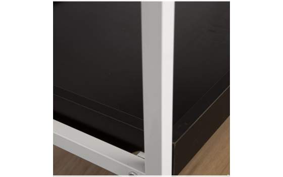 Estanteria Acero Blanco Bandejas Madera Negra  Natural Datros