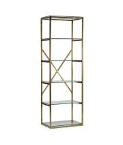 Estanteria Acero Inoxidable Oro y Baldas Cristal Serie Aberlin