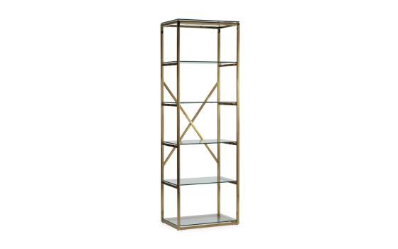 Estanteria Acero Inoxidable Oro y Baldas Cristal Serie Aberlin