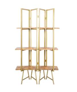 Estanteria Actual Acero Dorado Baldas Madera Serie Agosg