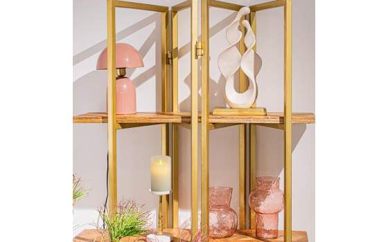 Estanteria Actual Acero Dorado Baldas Madera Serie Agosg