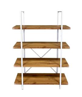 Estanteria Actual Metalica Color Blanco y Madera Serie Alban