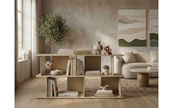 Estanteria Aparador Moderno Beige 2 Estantes Serie Mollaris