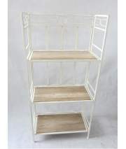 Estanteria de 60 cm Madera y Forja 3 Estantes Blanco Oro Adjandy