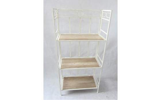 Estanteria de 60 cm Madera y Forja 3 Estantes Blanco Oro Adjandy