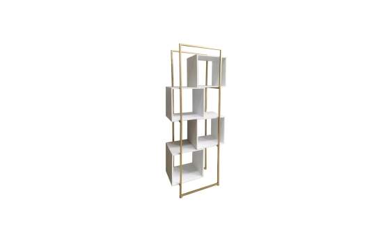 Estanteria de 70 Cubos Blancos Acero Oro Serie Abdler