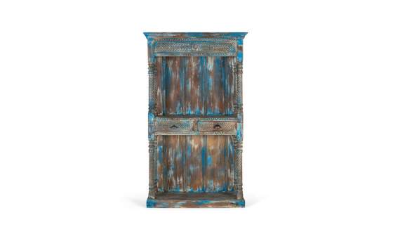 Estanteria Diseño Rustico Azul Envejecido 2 Cajones Audibus