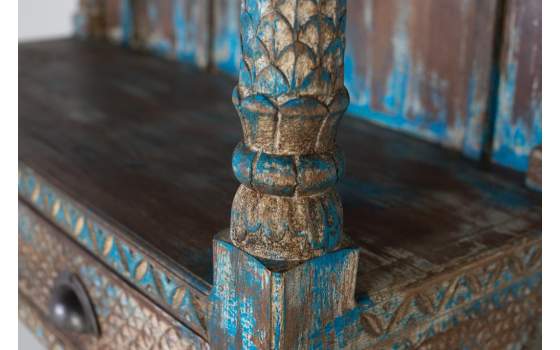 Estanteria Diseño Rustico Azul Envejecido 2 Cajones Audibus