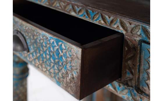 Estanteria Diseño Rustico Azul Envejecido 2 Cajones Audibus