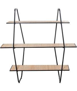 Estanteria Forja 3 Baldas Madera Tejido Rattan Serie Asauk