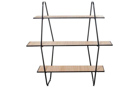Estanteria Forja 3 Baldas Madera Tejido Rattan Serie Asauk