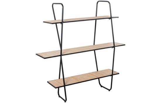 Estanteria Forja 3 Baldas Madera Tejido Rattan Serie Asauk