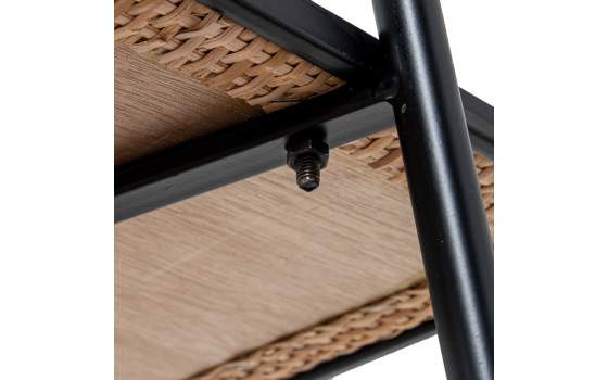 Estanteria Forja 3 Baldas Madera Tejido Rattan Serie Asauk