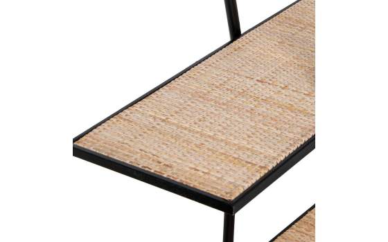 Estanteria Forja 3 Baldas Madera Tejido Rattan Serie Asauk