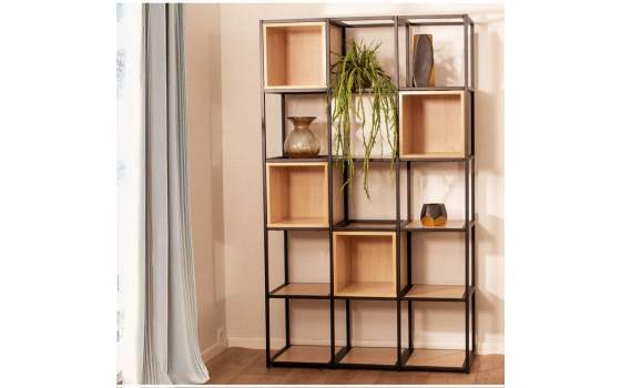 Estanteria Forja y Madera Cubos Serie Datros