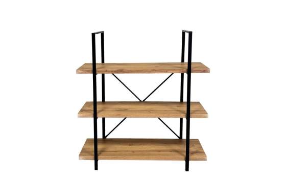 Estanteria Industrial 3 Estantes Madera y Metal Negro Amodias