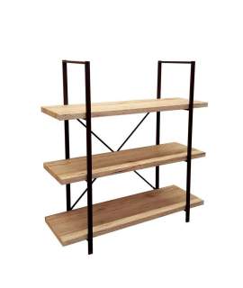 Estanteria Industrial 3 Estantes Madera y Metal Negro Amodias