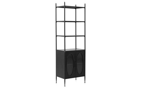 Estanteria Libreria Metal Negro 2 Puertas Serie Aubert