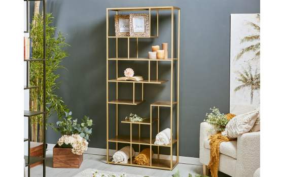 Estanteria Salon Actual Acero Color Oro Serie Artins