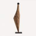 Figura Madera Rustica Abstracta Cabeza Metal Serie Abstra