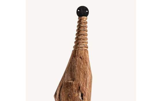 Figura Madera Rustica Abstracta Cabeza Metal Serie Abstra