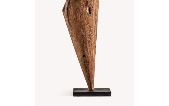 Figura Madera Rustica Abstracta Cabeza Metal Serie Abstra