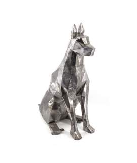 Figura Perro Sentado Metalico Serie Animales