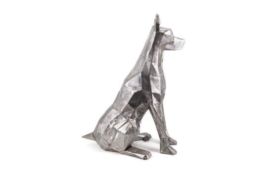 Figura Perro Sentado Metalico Serie Animales