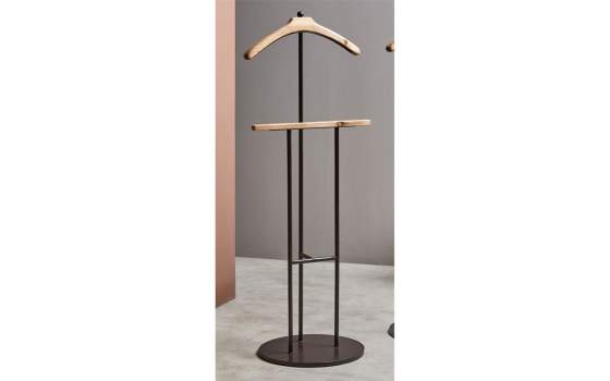 Galan de Noche Moderno en Acero Negro y Madera Serie Atisvas