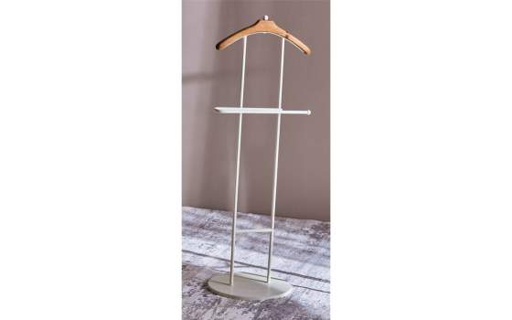 Galan de Noche Moderno Tubo Acero Blanco Percha Madera Atisvas