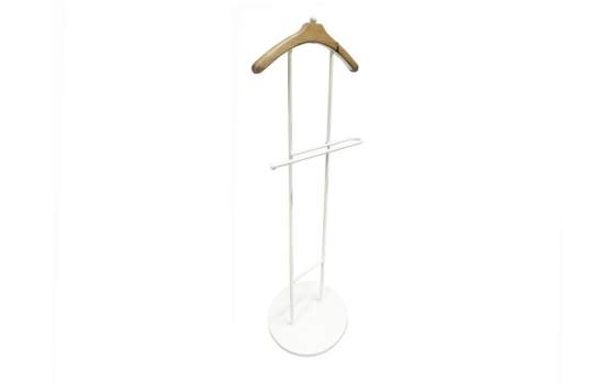 Galan de Noche Moderno Tubo Acero Blanco Percha Madera Atisvas