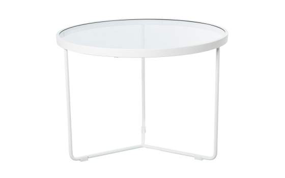 Juego 2 Mesas Auxiliares Metalicas en Blanco con Cristal Alaraz