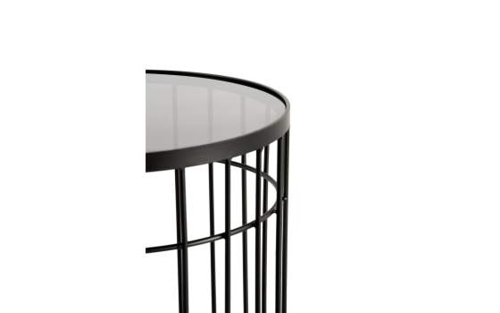 Juego 2 Mesas Auxiliares Redonda Forja Cristal Serie Ahejat