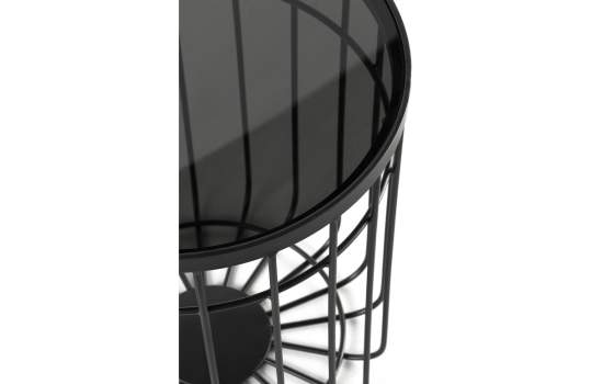 Juego 2 Mesas Auxiliares Redonda Forja Cristal Serie Ahejat