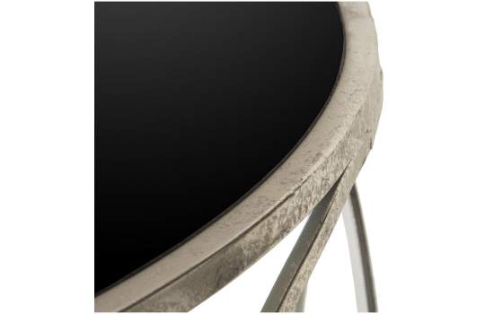 Juego 2 Mesas Estilo Actual Acero Plata Tapa Cristal Negro Daran