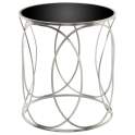 Juego 2 Mesas Estilo Actual Acero Plata Tapa Cristal Negro Daran