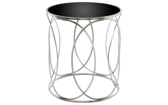 Juego 2 Mesas Estilo Actual Acero Plata Tapa Cristal Negro Daran