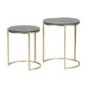 Juego 2 Mesas Nido Redondas Verde Oro Serie Aelsop
