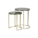 Juego 2 Mesas Nido Redondas Verde Oro Serie Aelsop