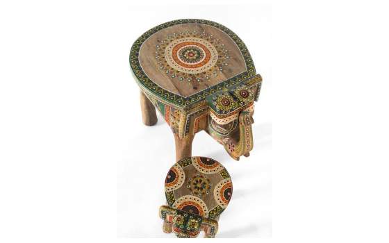 Juego 2 Mesas Orientales Diseño Elefantes Colores Alisant