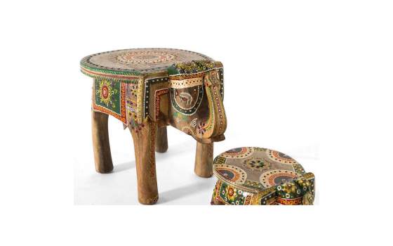 Juego 2 Mesas Orientales Diseño Elefantes Colores Alisant