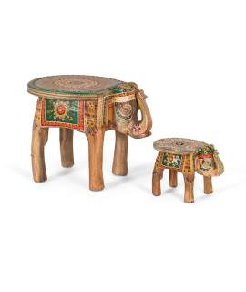 Juego 2 Mesas Orientales Diseño Elefantes Colores Alisant