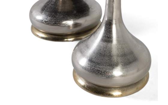 Juego 2 Mesas Velador Marmol Base Aluminio Serie Basei