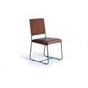 Juego 2 Sillas Forja y Tapizado Cuero Marron Serie Adevar