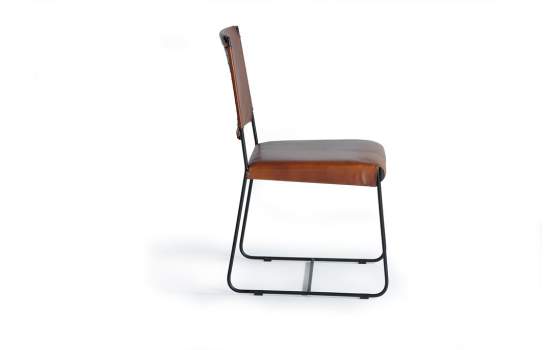 Juego 2 Sillas Forja y Tapizado Cuero Marron Serie Adevar