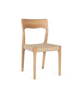 Juego 2 Sillas Madera Natural Asiento Cuerda Serie Asnara