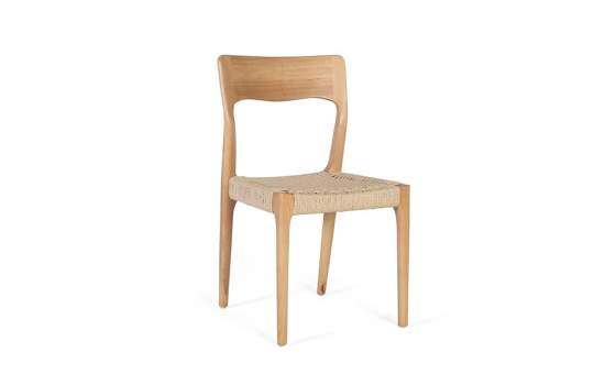 Juego 2 Sillas Madera Natural Asiento Cuerda Serie Asnara