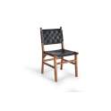 Juego 2 Sillas Madera y Tapizado Cuero Negro Serie Adevar