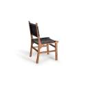 Juego 2 Sillas Madera y Tapizado Cuero Negro Serie Adevar