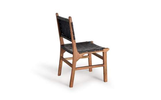 Juego 2 Sillas Madera y Tapizado Cuero Negro Serie Adevar